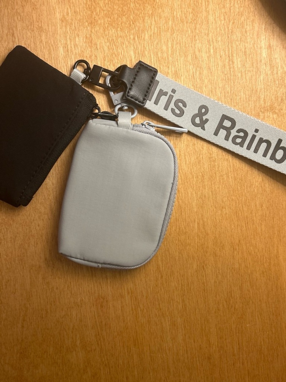 Iris & Rainbow Gray Wristlet Pouch